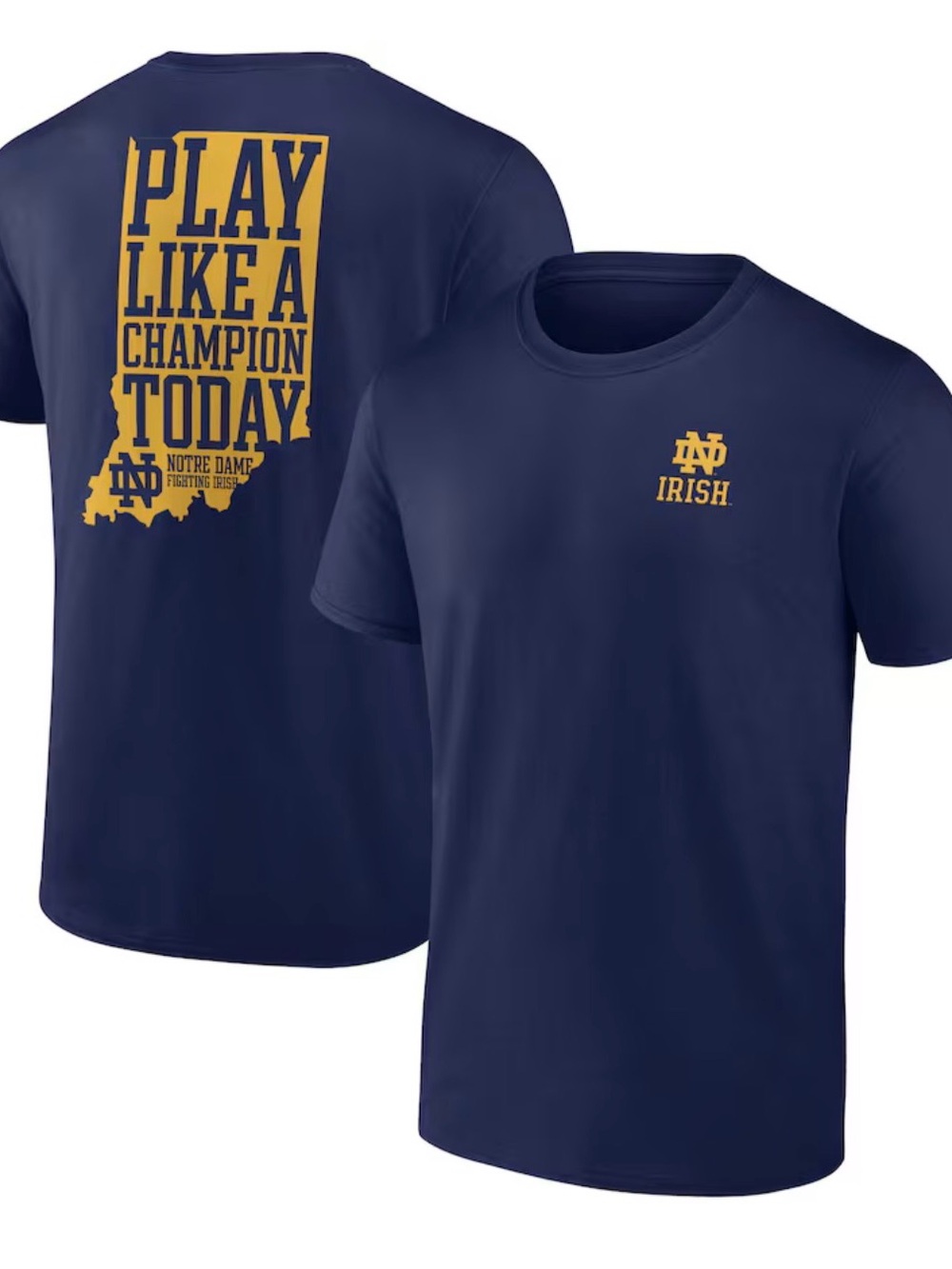 NWT Notre Dame Blue Graphic TShirt Play Like A Champion 2XL Cotton